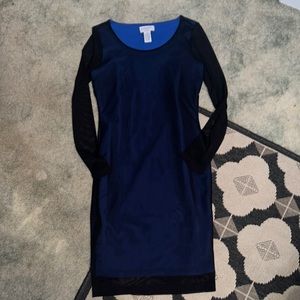 Black and blue mesh dress